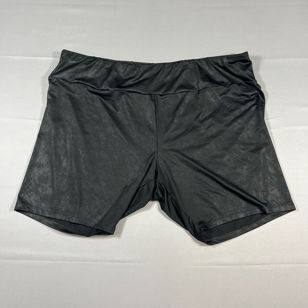 Ava & Viv Biker Shorts Womens 4X Black Stretch High Waisted Athleisure Gym Work